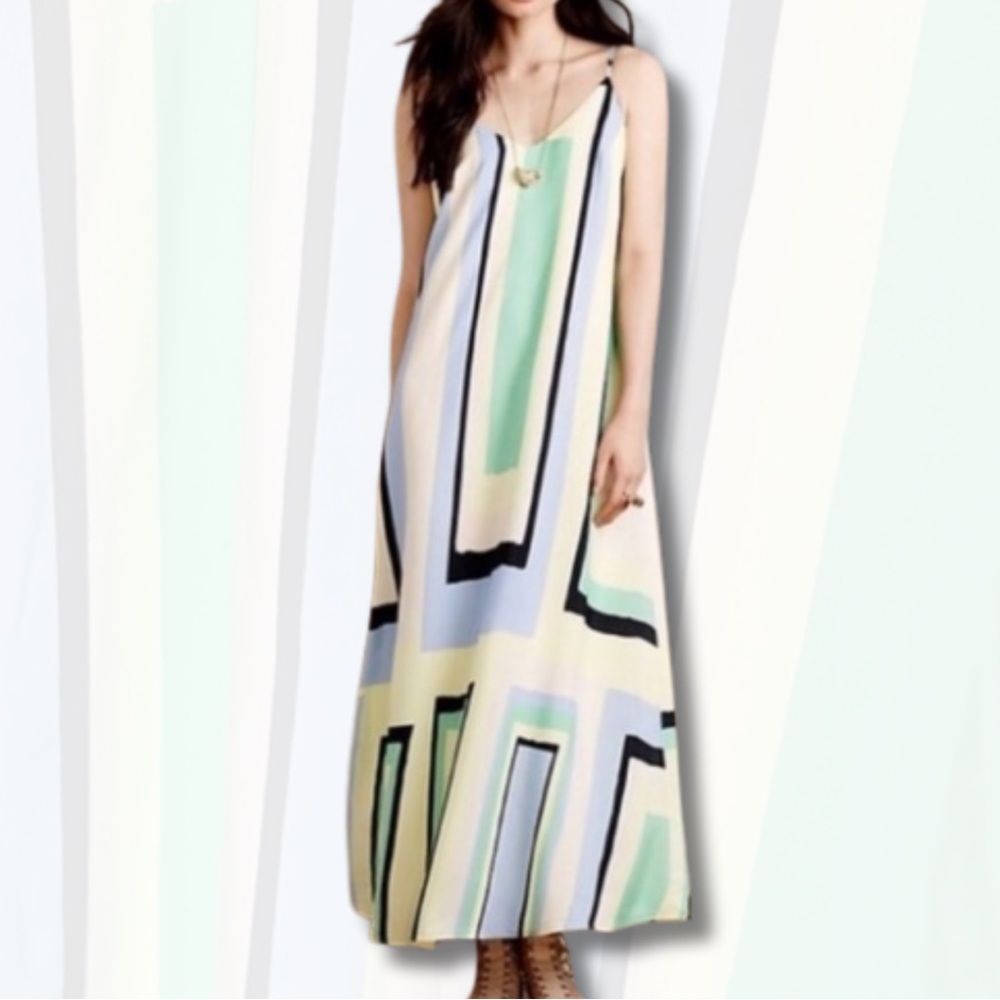 Maeve Pastel Geometric Maxi Dress